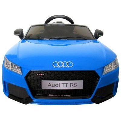 R-Sport Masinuta electrica pentru copii Audi TT Albastru 70W cu scaun din piele slow start faruri si lumini led unitate audio cu display mufa Mp3 si Usb