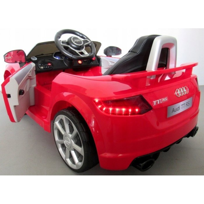 R-Sport Masinuta electrica pentru copii Audi TT Rosu 70W cu scaun din piele slow start faruri si lumini led unitate audio cu display mufa Mp3 si Usb