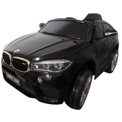 R-Sport Masinuta electrica pentru copii BMW X6M negru 90W cu roti EVA si scaun din piele pornire lenta amortizoare panou muzical 2 usi cu deschidere centura de siguranta