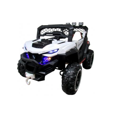 R-Sport Masinuta electrica pentru copii Buggy X9 4x4 Alb 90W cu telecomanda 12V roti gonflabile amortizoare scaun piele ecologica functie de balansare