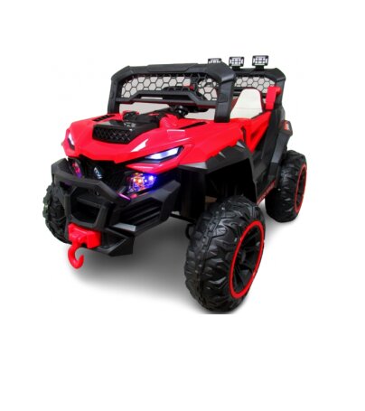 R-Sport Masinuta electrica pentru copii Buggy X9 4x4 Rosu 90W cu telecomanda 12V roti gonflabile amortizoare scaun piele ecologica functie de balansare