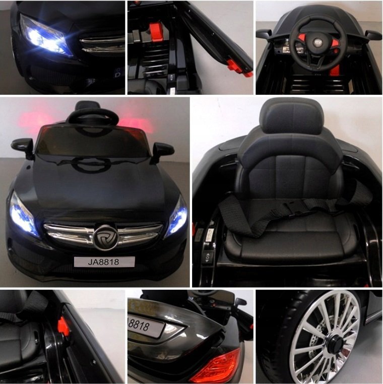R-Sport Masinuta electrica pentru copii Cabrio M4 BBH-958 Negru 50W cu telecomanda 12V pornire lenta usi si portbagaj cu deschidere panou muzica lumini sarcina maxima 30 kg