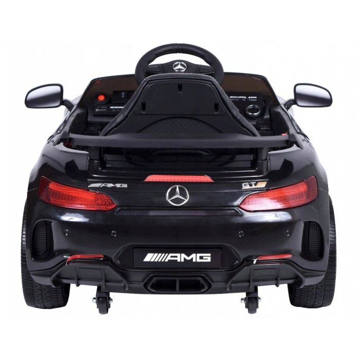 R-Sport Masinuta electrica pentru copii cu telecomanda Mercedes AMG GTR-S Negru 70W scaun de piele si roti Eva unitate audio cu display si Mp3 functie slow start