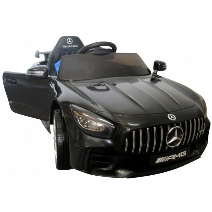 R-Sport Masinuta electrica pentru copii cu telecomanda Mercedes AMG GTR-S Negru 70W scaun de piele si roti Eva unitate audio cu display si Mp3 functie slow start