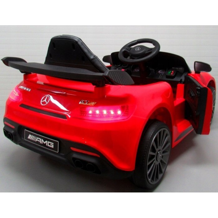 R-Sport Masinuta electrica pentru copii cu telecomanda Mercedes AMG GTR-S Rosu 70W scaun de piele si roti Eva unitate audio cu display si Mp3 functie slow start