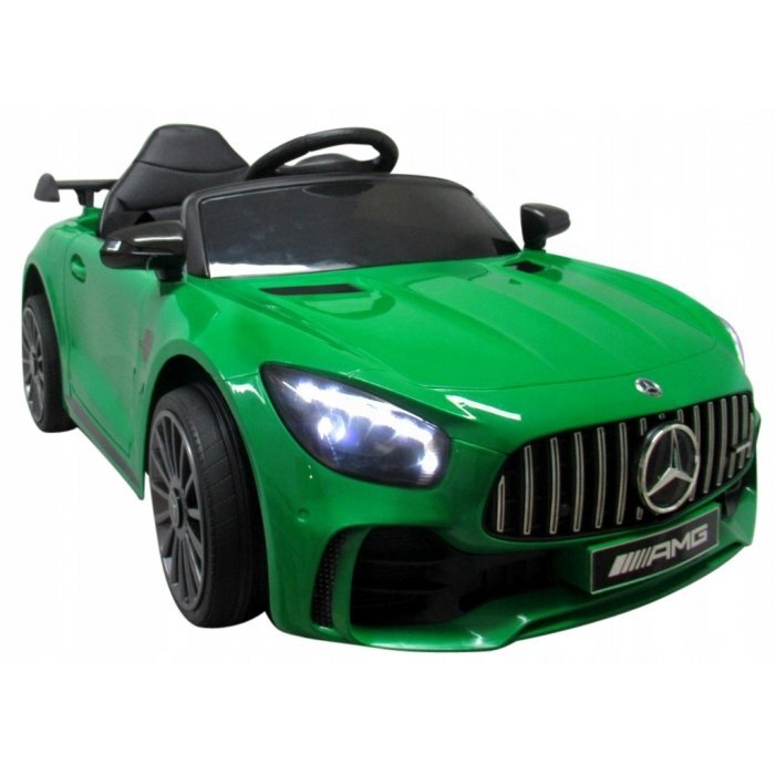 R-Sport Masinuta electrica pentru copii cu telecomanda Mercedes AMG GTR-S Verde 70W scaun de piele si roti Eva unitate audio cu display si Mp3 functie slow start