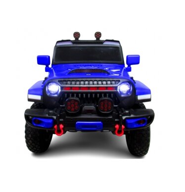 R-Sport Masinuta electrica pentru copii Jeep X7 4x4 roti gonflabile albastru 140W cu telecomanda functie de balansare oglinzi retrovizoare si Functii muzicale