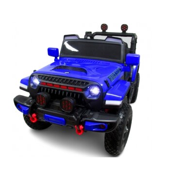 R-Sport Masinuta electrica pentru copii Jeep X7 4x4 roti gonflabile albastru 140W cu telecomanda functie de balansare oglinzi retrovizoare si Functii muzicale