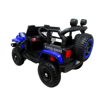 R-Sport Masinuta electrica pentru copii Jeep X7 4x4 roti gonflabile albastru 140W cu telecomanda functie de balansare oglinzi retrovizoare si Functii muzicale