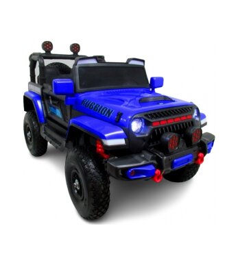 R-Sport Masinuta electrica pentru copii Jeep X7 4x4 roti gonflabile albastru 140W cu telecomanda functie de balansare oglinzi retrovizoare si Functii muzicale