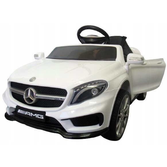 R-Sport Masinuta electrica pentru copii Mercedes GLA45 Alb 70W cu telecomanda roti EVA si scaun piele pornire lenta lumini panou de muzica 2 usi cu deschidere