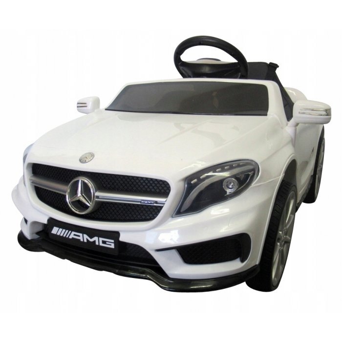 R-Sport Masinuta electrica pentru copii Mercedes GLA45 Alb 70W cu telecomanda roti EVA si scaun piele pornire lenta lumini panou de muzica 2 usi cu deschidere