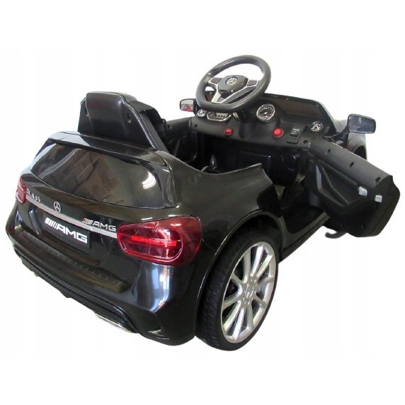 R-Sport Masinuta electrica pentru copii Mercedes GLA45 Negru 70W cu telecomanda roti EVA si scaun piele pornire lenta lumini panou de muzica 2 usi cu deschidere