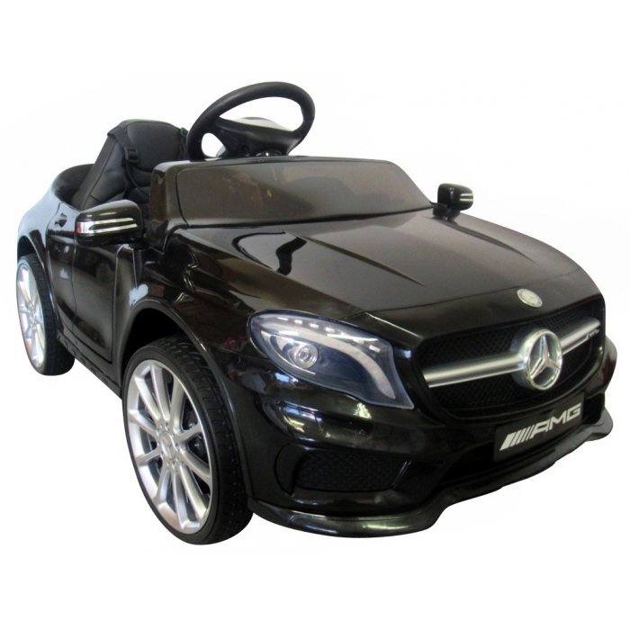 R-Sport Masinuta electrica pentru copii Mercedes GLA45 Negru 70W cu telecomanda roti EVA si scaun piele pornire lenta lumini panou de muzica 2 usi cu deschidere
