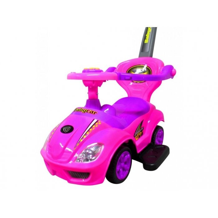 R-Sport Masinuta pentru copii de impins J9 Roz cu maner pentru ghidare de catre parinte suport pentru picioare melodii recomandata copiilor cu varsta cuprinsa intre 1-3 ani