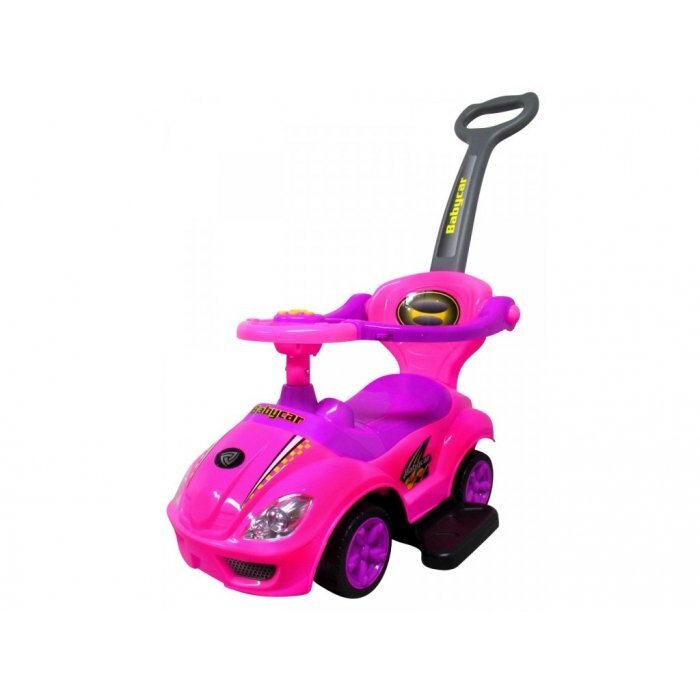 R-Sport Masinuta pentru copii de impins J9 Roz cu maner pentru ghidare de catre parinte suport pentru picioare melodii recomandata copiilor cu varsta cuprinsa intre 1-3 ani