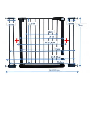 R-Sport Poarta de siguranta din metal 79-105 cm S2 Negru