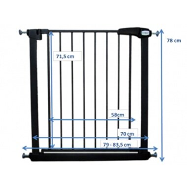 R-Sport Poarta de siguranta din metal S0 negru 79-83.5 cm