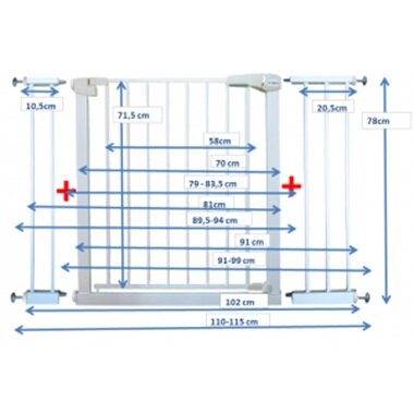 R-Sport Poarta de siguranta din metal S3 alb 79-115 cm