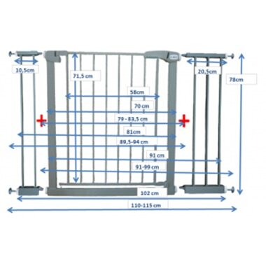 R-Sport Poarta de siguranta din metal S3 gri 79-115 cm