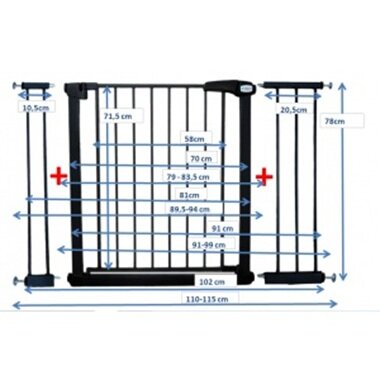 R-Sport Poarta de siguranta din metal S3 negru 79-115 cm