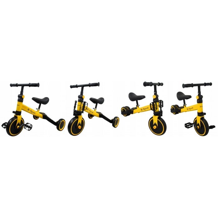 R-Sport Tricicleta multifunctionala 4 in 1 cu pedale detasabile P8 galben varsta 2-5 ani roti din spuma EVA inaltime reglabila sarcina maxima admisa 25 kg
