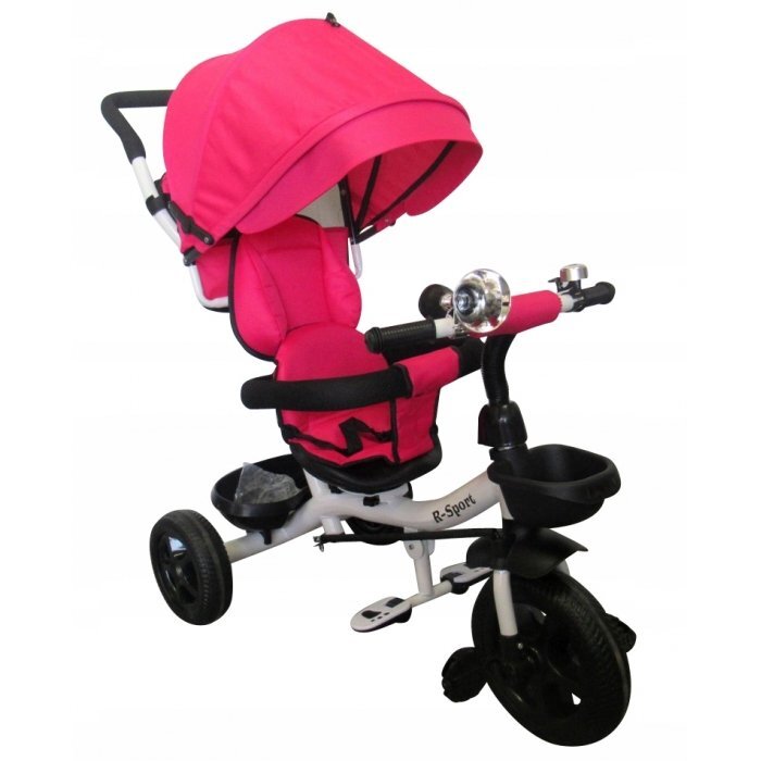 R-Sport Tricicleta pentru copii T4 Roz 3 in 1 cu pedale control al directiei scaun reversibil suport picioare pliabil centuri de siguranta moi si roti din cauciuc Eva