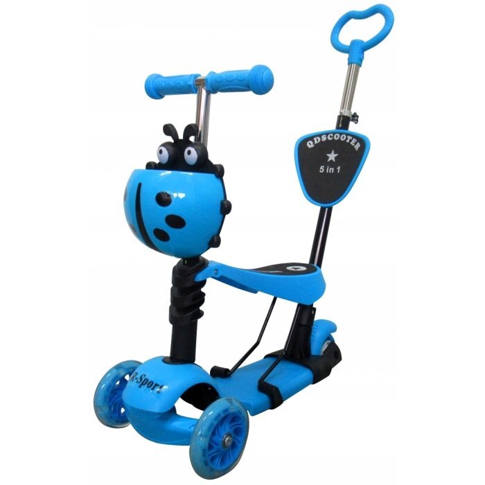 R-Sport Trotineta 5 in 1 H3 albastru cu maner parental si scaun ghidon reglabil si detasabil 3 roti lumini LED greutate admisa 25 kg varsta 2-7 ani