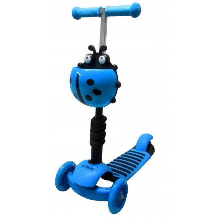 R-Sport Trotineta 5 in 1 JR albastrucu maner parental scaunel reglabil ghidon reglabil roti cu LED greutate admisa 25 kg varsta 2-7 ani