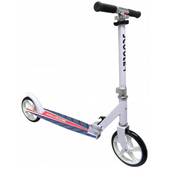 R-Sport Trotineta H4 alba pliabila cu 2 roti din cauciuc ghidon reglabil greutate admisa 100 kg