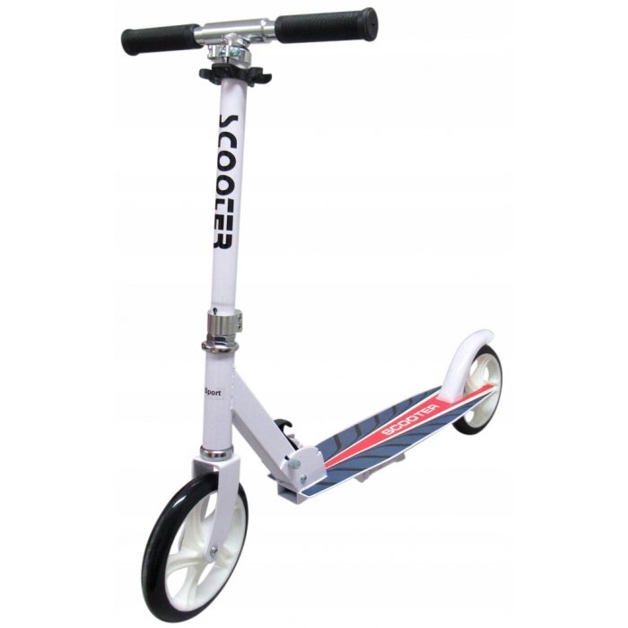 R-Sport Trotineta H4 alba pliabila cu 2 roti din cauciuc ghidon reglabil greutate admisa 100 kg