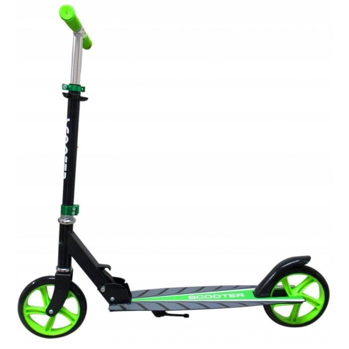 R-Sport Trotineta H4 verde pliabila cu 2 roti din cauciuc ghidon reglabil greutate admisa 100 kg