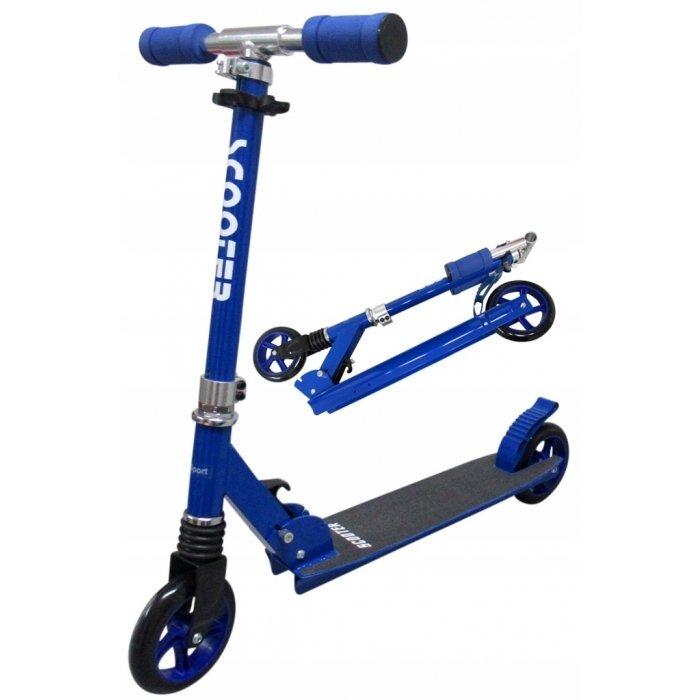 R-Sport Trotineta H5 albastra cu 2 roti pliabila roti din cauciuc ghidon reglabil greutate admisa 100 kg