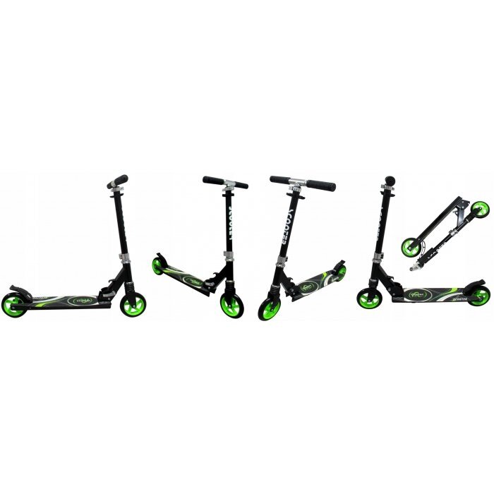R-Sport Trotineta H7 negru-verde pliabila cu roti din cauciuc greutate admisa 100 kg