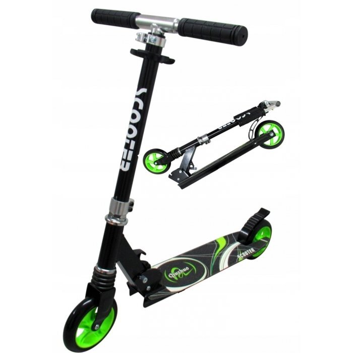 R-Sport Trotineta H7 negru-verde pliabila cu roti din cauciuc greutate admisa 100 kg
