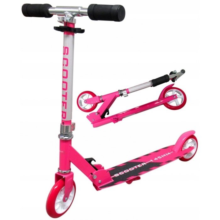 R-Sport Trotineta pliabila H6 roz cu roti din cauciuc frana de picior ghidon reglabil greutate admisa 100 kg