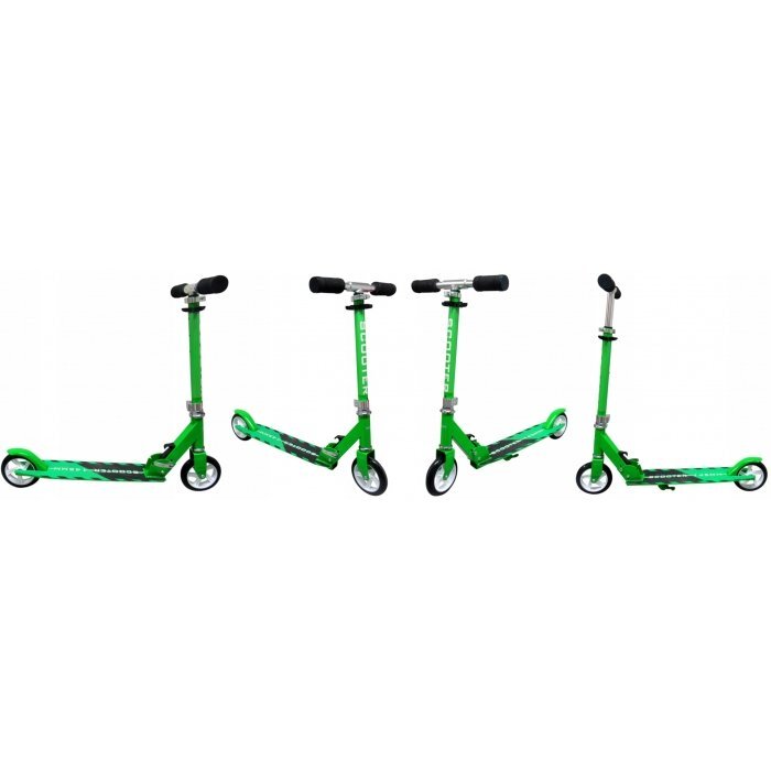 R-Sport Trotineta pliabila H6 verde cu roti din cauciuc frana de picior ghidon reglabil greutate admisa 100 kg