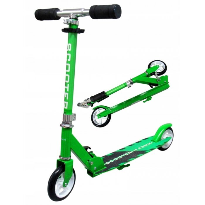 R-Sport Trotineta pliabila H6 verde cu roti din cauciuc frana de picior ghidon reglabil greutate admisa 100 kg