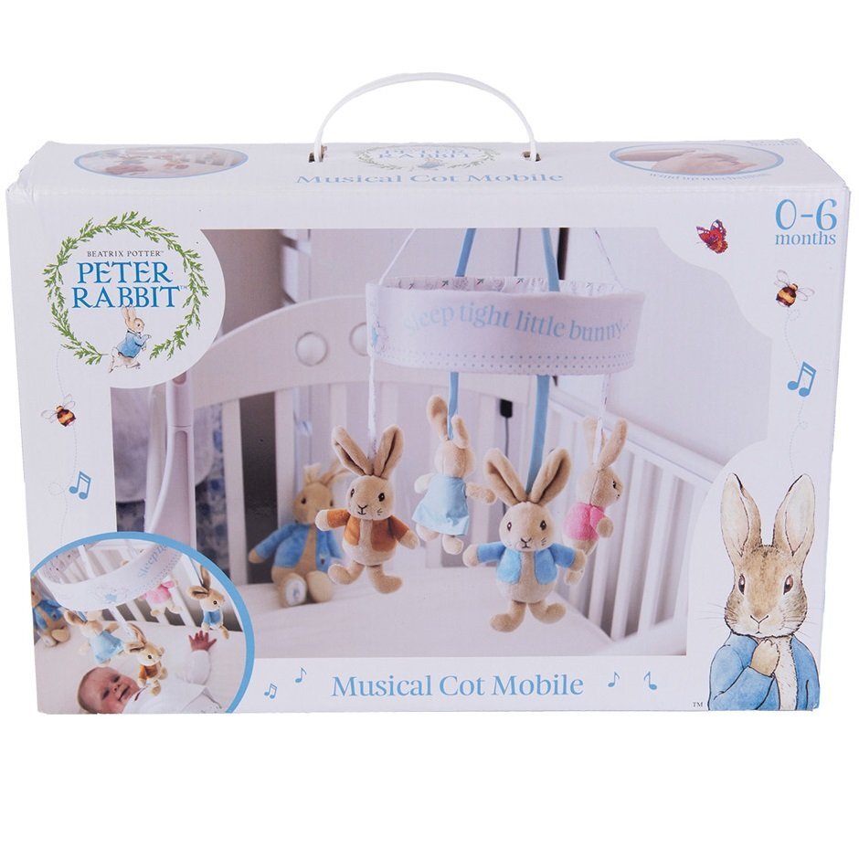 Rainbow Design Carusel muzical pentru patut Peter Rabbit