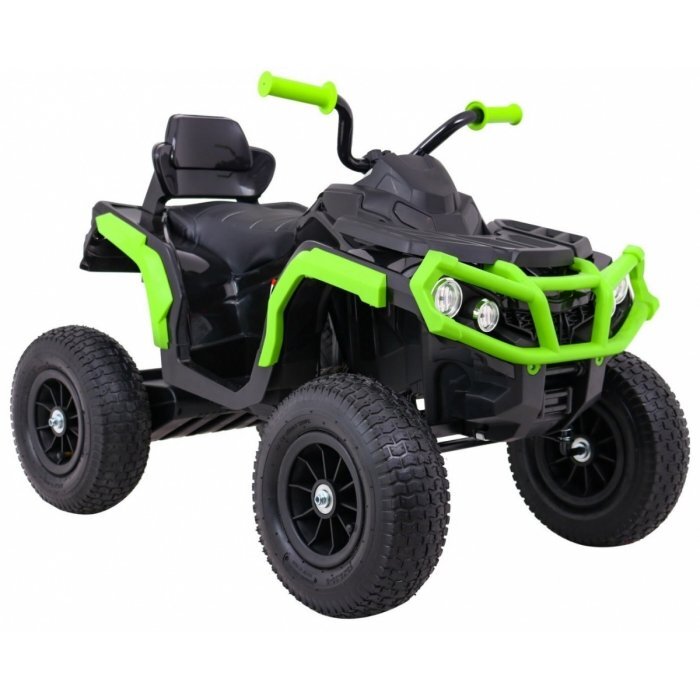 Ramiz Atv electric pentru copii Air BDM0906 102x65x73 cm negruverde 90W cu suspensii lumini sunete panou audio si scaun piele
