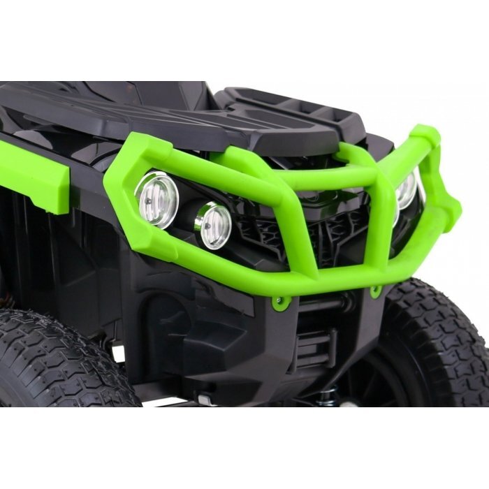 Ramiz Atv electric pentru copii Air BDM0906 102x65x73 cm negruverde 90W cu suspensii lumini sunete panou audio si scaun piele