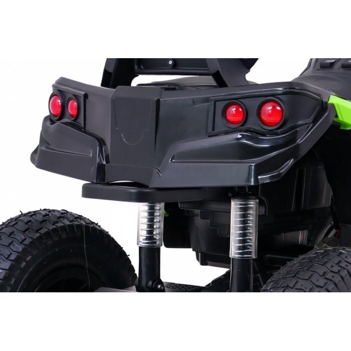 Ramiz Atv electric pentru copii Air BDM0906 102x65x73 cm negruverde 90W cu suspensii lumini sunete panou audio si scaun piele
