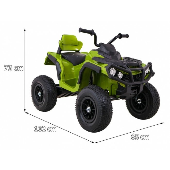 Ramiz Atv electric pentru copii Air BDM0906 102x65x73 cm verde 90W cu suspensii lumini sunete panou audio si scaun piele