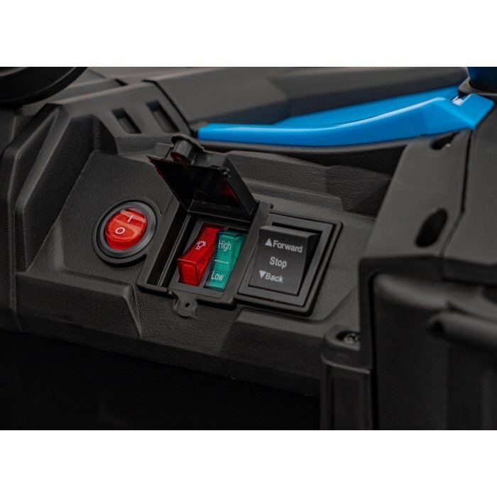 Ramiz Atv electric pentru copii Buggy Defend 106x75x59 cm albastru 140W cu telecomanda 4 x 4 suspensii sunete lumini scaun piele roti din spuma Eva si panou audio