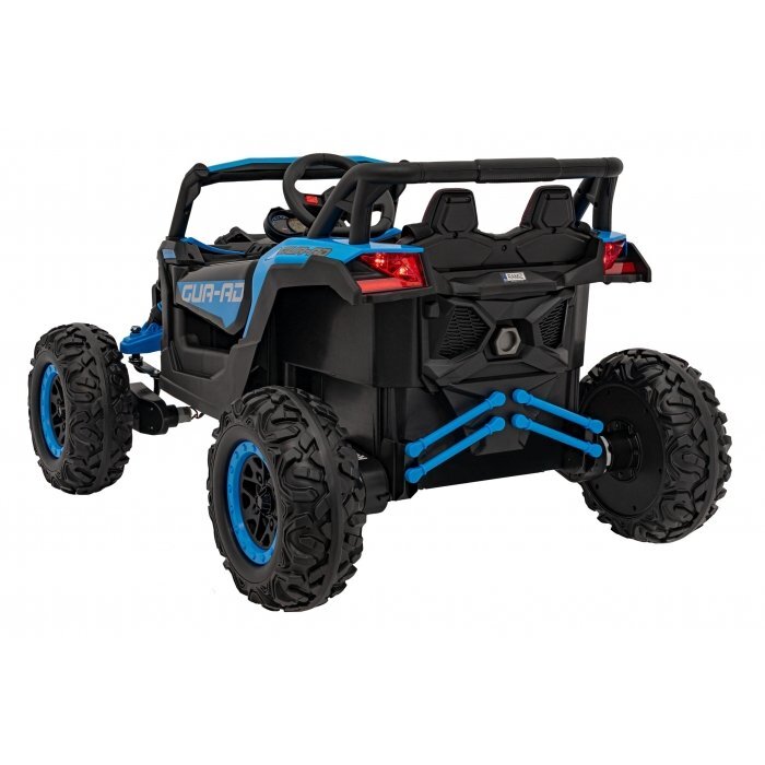 Ramiz Atv electric pentru copii Buggy Defend 106x75x59 cm albastru 140W cu telecomanda 4 x 4 suspensii sunete lumini scaun piele roti din spuma Eva si panou audio