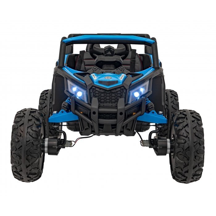 Ramiz Atv electric pentru copii Buggy Defend 106x75x59 cm albastru 140W cu telecomanda 4 x 4 suspensii sunete lumini scaun piele roti din spuma Eva si panou audio