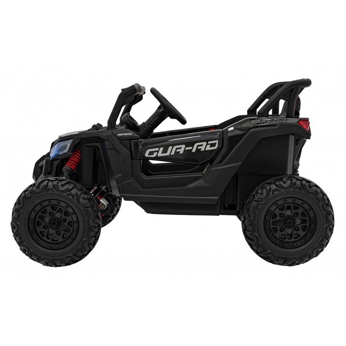 Ramiz Atv electric pentru copii Buggy Defend 106x75x59 cm negru 140W cu telecomanda 4 x 4 suspensii sunete lumini scaun piele roti din spuma Eva si panou audio