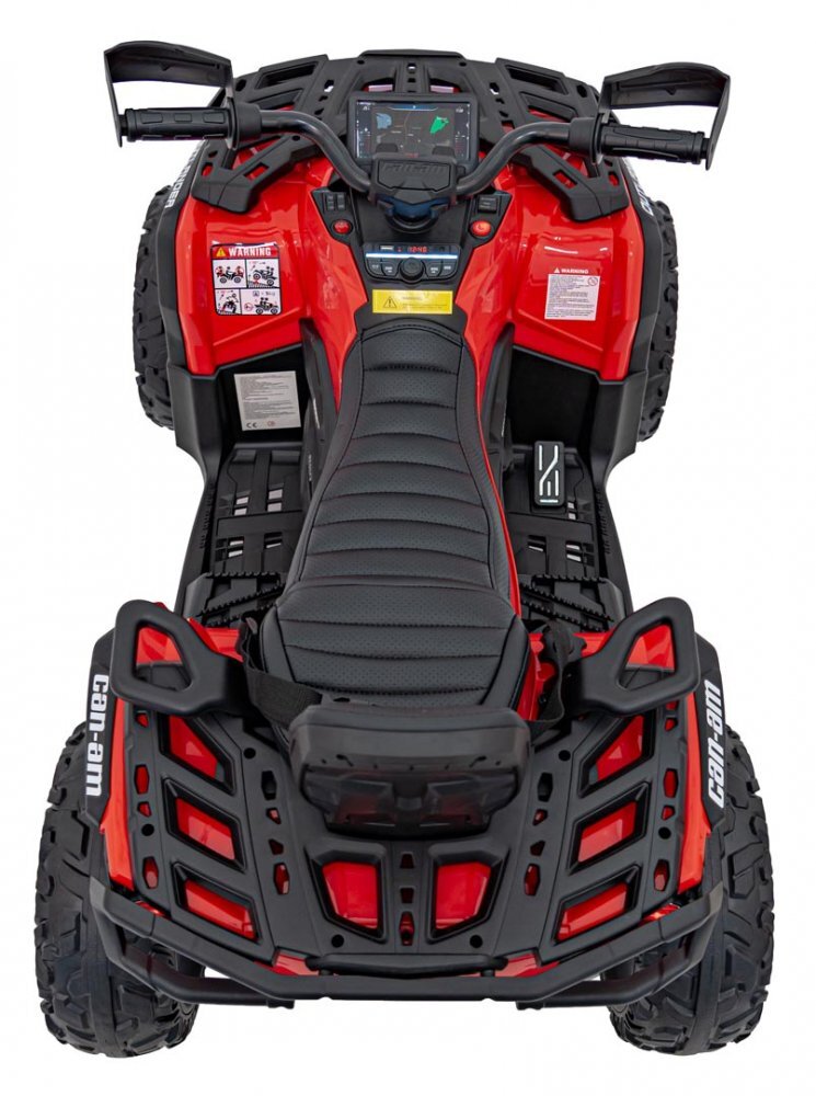 Ramiz Atv electric pentru copii Can-Am Outlander Red 4 motoare x 45W baterie 12V14Ah soft start la buton panou audio roti eva scaun piele