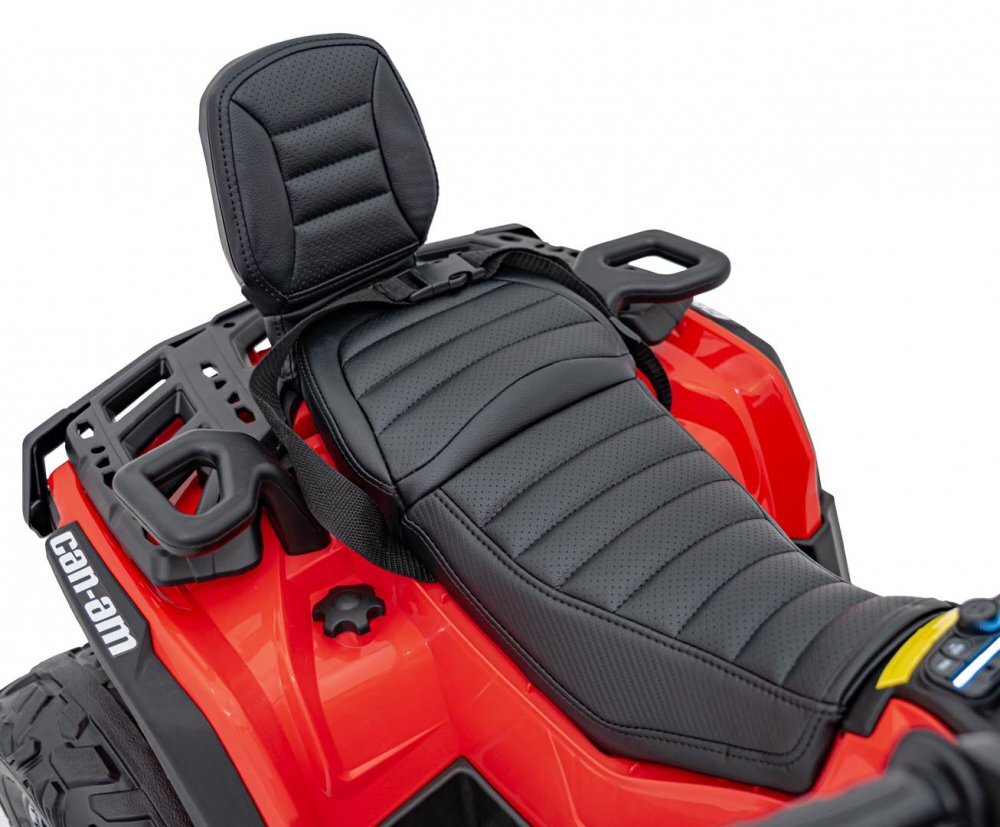 Ramiz Atv electric pentru copii Can-Am Outlander Red 4 motoare x 45W baterie 12V14Ah soft start la buton panou audio roti eva scaun piele