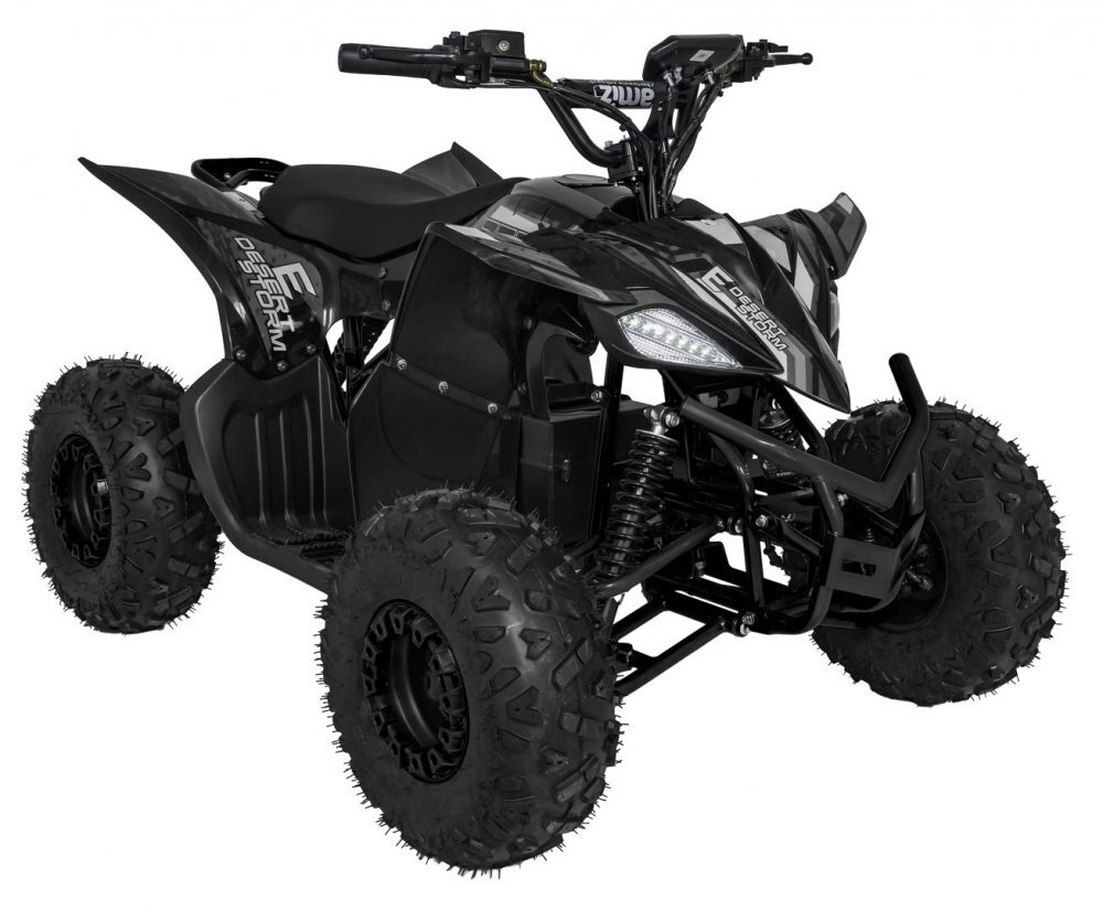 Ramiz ATV electric pentru copii Desert Storm Black Motor 800W baterie 48V20Ah panoul de bord iluminat cu afisaj viteza kilometraj si incarcare pornire la cheie cu marsarier cutie de viteze automata pana la 40 kmh